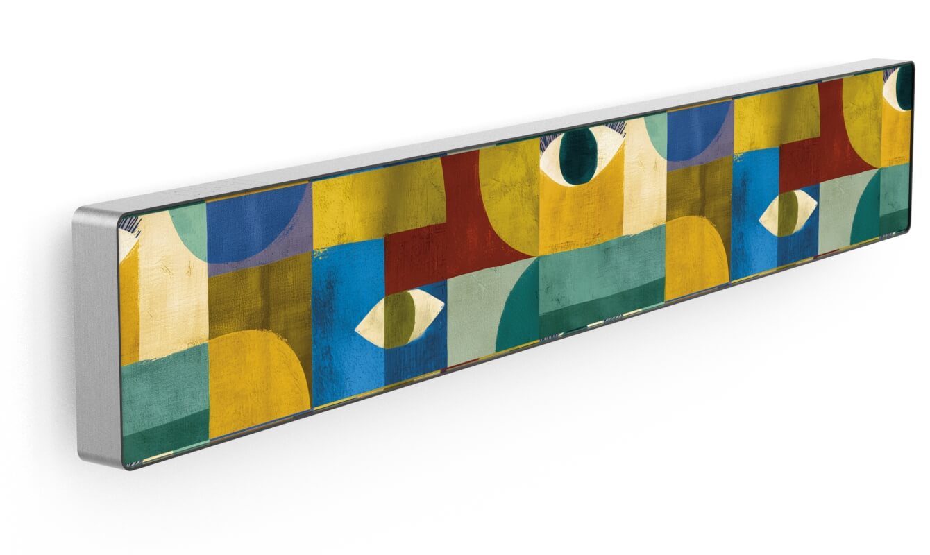 Skiniplay Cubist decorative front cover for Bang & Olufsen Beosound Stage soundbar.