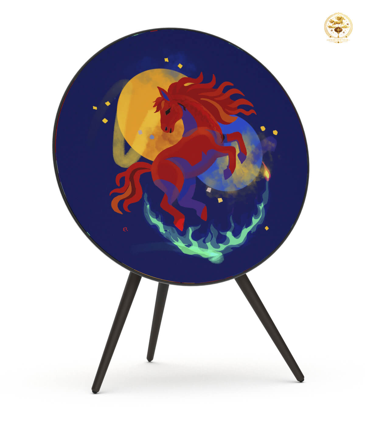 Skiniplay decorative front cover  Fire Horse for Bang & Olufsen Beosound A9 and Beoplay A9 sound speaker. 